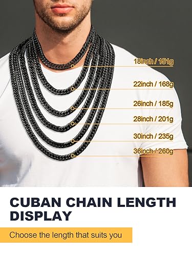 U7 Men Black Choker Chain 18 Inch Hip Hop Style 12MM Wide Chunky Franco Curb Chain Necklace