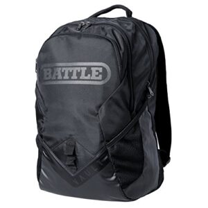 Battle Sports Vault Backpack - Football Backpack Lightweight & Durable with Large Front Pocket and Adjustable Shoulder Straps & Soft-Lined Top Sleeves for Extra Comfort - Black/Black