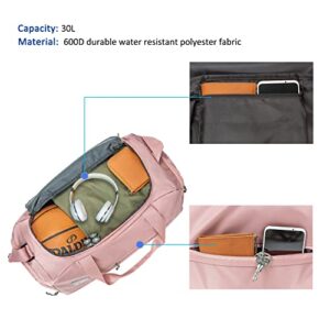 MarsBro Water Resistant Sports Gym Travel Weekender Duffel Bag with Shoe Compartment Black/Rose One_Size