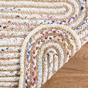 SAFAVIEH Cape Cod Collection Accent Rug - 4' x 6', Ivory & Multi, Handmade Braided Jute & Cotton, Ideal for High Traffic Areas in Entryway, Living Room, Bedroom (CAP208A)