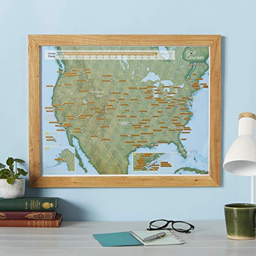 Maps International - Scratch Off USA Map Golf Print - Gifts for Golfers - 17 x 22 inches