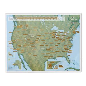 maps international - scratch off usa map golf print - gifts for golfers - 17 x 22 inches
