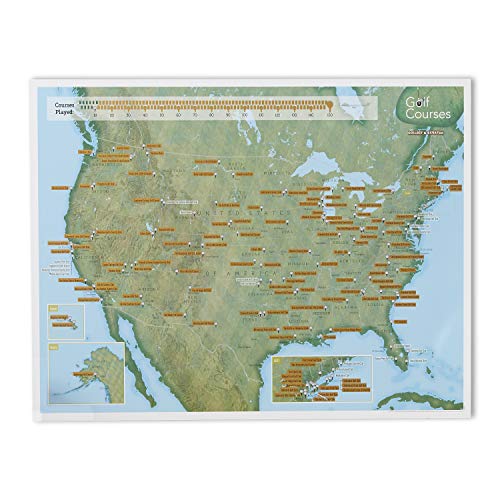 Maps International - Scratch Off USA Map Golf Print - Gifts for Golfers - 17 x 22 inches