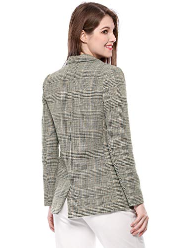 Allegra K Women's Notched Lapel One Button Boyfriend Blazer Suit Plaid Blazer Jacket Medium Black