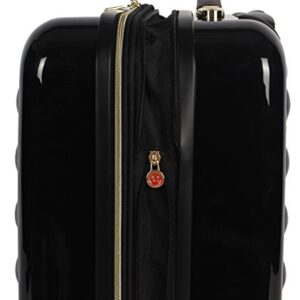 Betsey Johnson 30 Inch Checked Luggage Collection - Expandable Scratch Resistant (ABS + PC) Hardside Suitcase - Designer Lightweight Bag with 8-Rolling Spinner Wheels (Heart to Heart Black, 30in)