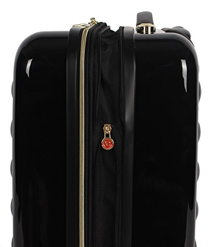 Betsey Johnson 30 Inch Checked Luggage Collection - Expandable Scratch Resistant (ABS + PC) Hardside Suitcase - Designer Lightweight Bag with 8-Rolling Spinner Wheels (Heart to Heart Black, 30in)