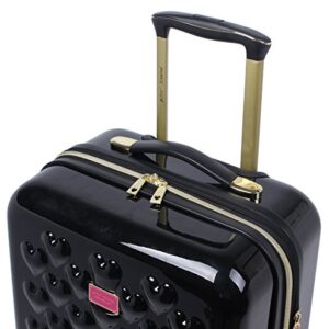 Betsey Johnson 30 Inch Checked Luggage Collection - Expandable Scratch Resistant (ABS + PC) Hardside Suitcase - Designer Lightweight Bag with 8-Rolling Spinner Wheels (Heart to Heart Black, 30in)