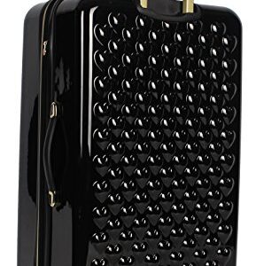 Betsey Johnson 30 Inch Checked Luggage Collection - Expandable Scratch Resistant (ABS + PC) Hardside Suitcase - Designer Lightweight Bag with 8-Rolling Spinner Wheels (Heart to Heart Black, 30in)