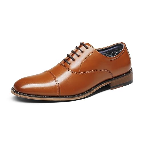 Bruno Marc Mens Lace Up Soft Cap-Toe Formal Dress Shoes, 2/Brown - 10.5 (Oxford)