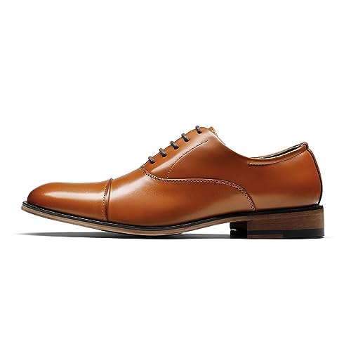 Bruno Marc Mens Lace Up Soft Cap-Toe Formal Dress Shoes, 2/Brown - 10.5 (Oxford)