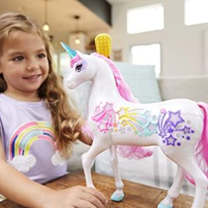 Barbie Dreamtopia Unicorn Toy, Brush 'N Sparkle Pink and White Unicorn with 4 Magical Lights and Sounds (Amazon Exclusive)