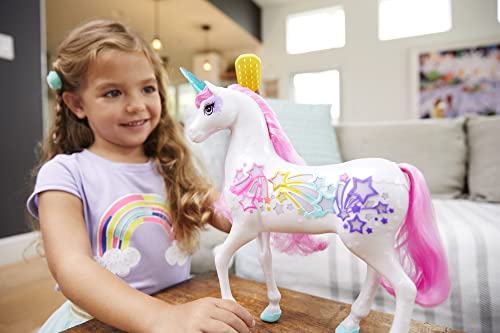 Barbie Dreamtopia Unicorn Toy, Brush 'N Sparkle Pink and White Unicorn with 4 Magical Lights and Sounds (Amazon Exclusive)