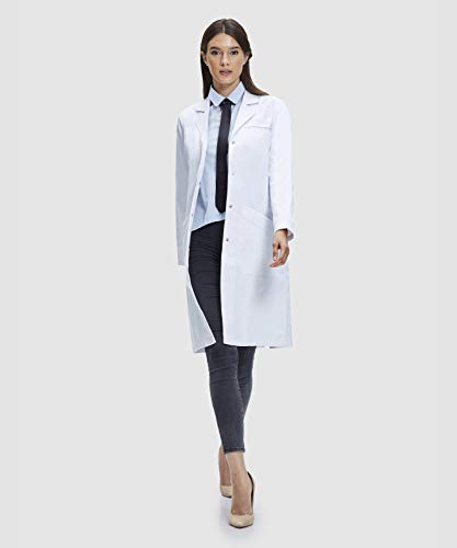 Dr. James Lab Coat for Women, 100% Cotton, Classic Fit, Multiple Pockets, White, 37 Inch Length (4)