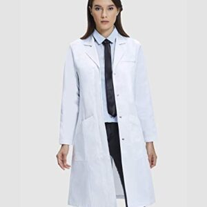 Dr. James Lab Coat for Women, 100% Cotton, Classic Fit, Multiple Pockets, White, 37 Inch Length (4)