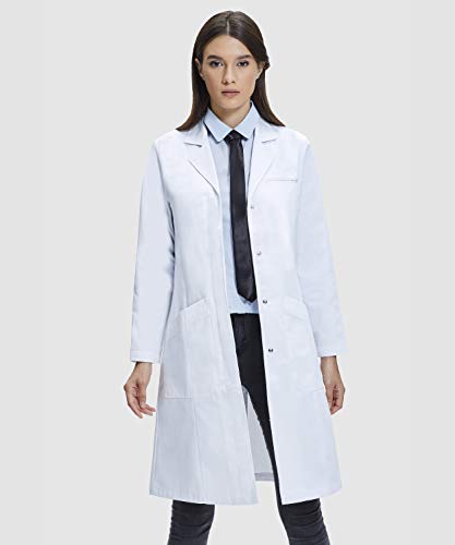 Dr. James Lab Coat for Women, 100% Cotton, Classic Fit, Multiple Pockets, White, 37 Inch Length (4)