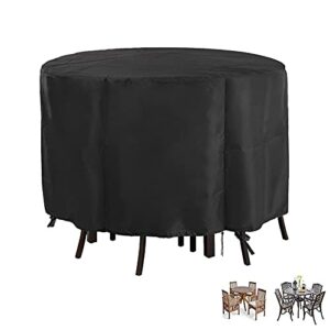 pomer patio furniture set cover, round bar height table and chair cover 90inch waterproof outdoor tall high table cover for round furniture set - 90" d x 43" h