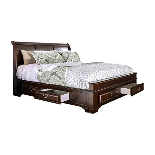 Furniture of America Bradford Wood California King Storage Bed in Brown Cherry