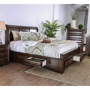 Furniture of America Bradford Wood California King Storage Bed in Brown Cherry