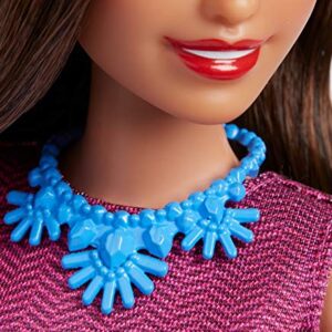 Barbie News Anchor Doll, Brunette Curvy Doll with Microphone, for 3 to 7 Year Olds