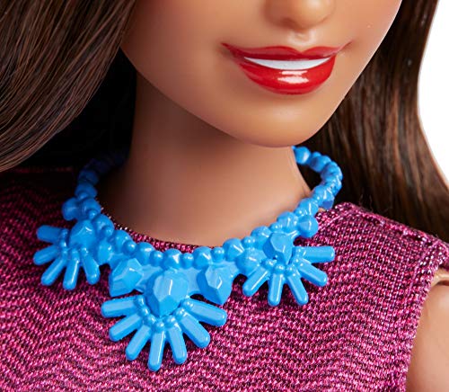 Barbie News Anchor Doll, Brunette Curvy Doll with Microphone, for 3 to 7 Year Olds