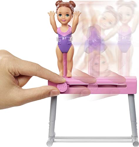 Barbie Gymnastics Coach Dolls & Playset with Coach Doll, Student Small Doll & Balance Beam with Clip & Sliding Mechanism