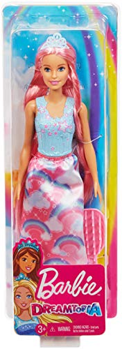 ​Barbie Dreamtopia, Rainbow Princess Doll with Extra-Long Pink Hair, Plus Hairbrush, for 3 to 7 Year Olds