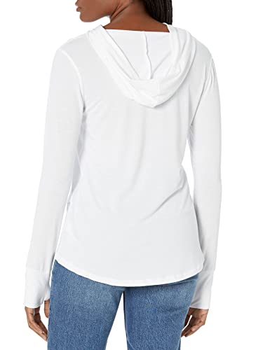 Amazon Essentials Women's Studio Relaxed-Fit Long-Sleeve Cross-Front Hoodie, White, Medium