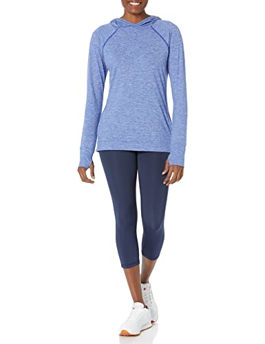 Amazon Essentials Women's Brushed Tech Stretch Popover Hoodie (Available in Plus Size), Blue Space Dye, Large