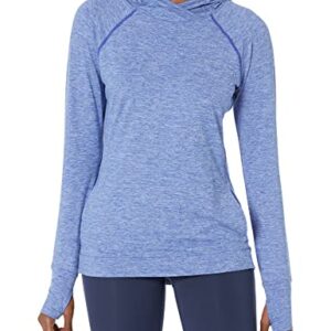 Amazon Essentials Women's Brushed Tech Stretch Popover Hoodie (Available in Plus Size), Blue Space Dye, Large