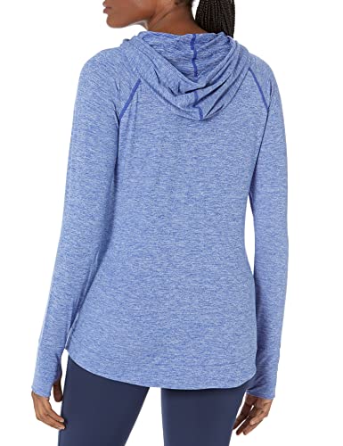 Amazon Essentials Women's Brushed Tech Stretch Popover Hoodie (Available in Plus Size), Blue Space Dye, Large