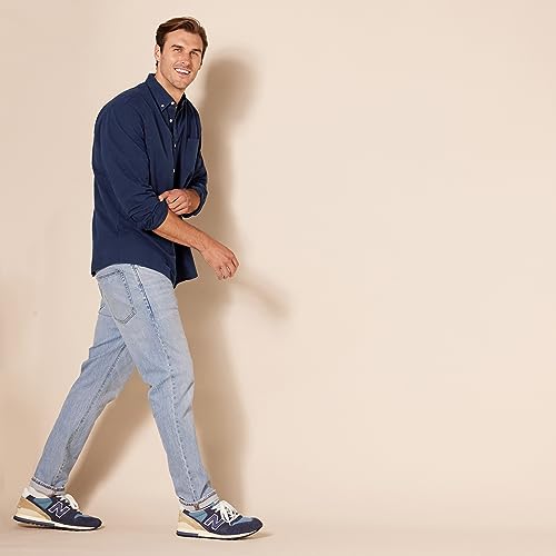 Amazon Essentials Men's Regular-Fit Long-Sleeve Pocket Oxford Shirt, Navy, Small
