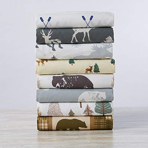 Great Bay Home 4-Piece Lodge Printed Ultra-Soft Microfiber Sheet Set. Beautiful Patterns Drawn from Nature, Comfortable, All-Season Bed Sheets. (Queen, Forest Trail)