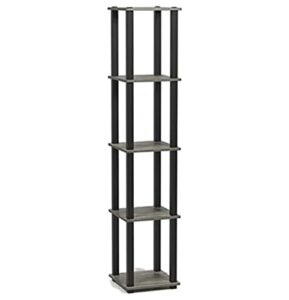 furinno turn-s-tube 5-tier corner square rack display shelf, french oak grey/black