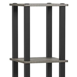 FURINNO Turn-S-Tube 5-Tier Corner Square Rack Display Shelf, French Oak Grey/Black