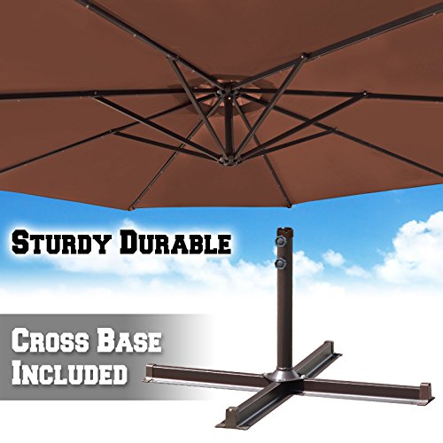 BenefitUSA 9' Cantilever Patio Umbrella 40 LED Light Outdoor Garden Sunshade (Brown)