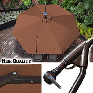 BenefitUSA 9' Cantilever Patio Umbrella 40 LED Light Outdoor Garden Sunshade (Brown)