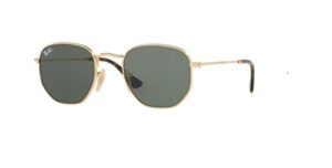 ray-ban rb3548n hexagonal 001 51m gold/green sunglasses for men for women (medium)+ bundle with designer iwear eyewear kit