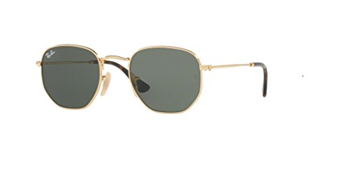 Ray-Ban RB3548N HEXAGONAL 001 51M Gold/Green Sunglasses For Men For Women (MEDIUM)+ BUNDLE with Designer iWear Eyewear Kit