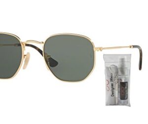 Ray-Ban RB3548N HEXAGONAL 001 51M Gold/Green Sunglasses For Men For Women (MEDIUM)+ BUNDLE with Designer iWear Eyewear Kit