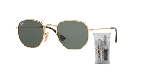 Ray-Ban RB3548N HEXAGONAL 001 51M Gold/Green Sunglasses For Men For Women (MEDIUM)+ BUNDLE with Designer iWear Eyewear Kit