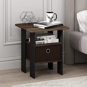 Furinno Andrey End Table / Side Table / Night Stand / Bedside Table with Bin Drawer, Columbia Walnut/Dark Brown,1-Pack, Center Bin
