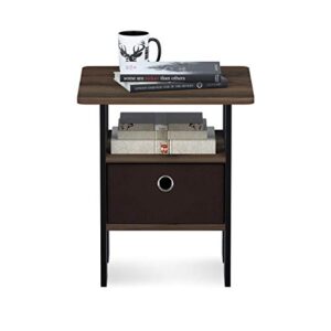 Furinno Andrey End Table / Side Table / Night Stand / Bedside Table with Bin Drawer, Columbia Walnut/Dark Brown,1-Pack, Center Bin