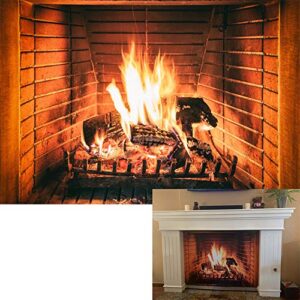 LFEEY 5x3ft Burning Firewoods Photo Backdrop Large Fireplace Flaming Woods Camping Poster Outdoor Travel Barbeques Party Photography Background Photo Studio Props