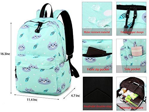 Abshoo Cute Lightweight Cat Backpacks Girls School Bags Kids Bookbags (Cat Blue)