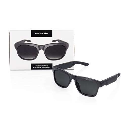 Inventiv Wireless Bluetooth Audio Sunglasses, Open Ear Headphones Music & Hands-Free Calling, for Men & Women, Polarized Glasses Lenses (Black Frame/Grey Tint)