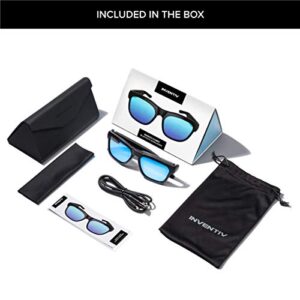 Inventiv Wireless Bluetooth Audio Sunglasses, Open Ear Headphones Music & Hands-Free Calling, for Men & Women, Polarized Glasses Lenses (Black Frame/Grey Tint)