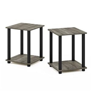 furinno simplistic set of 2 end table, french oak grey/black