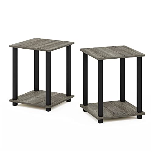 Furinno Simplistic Set of 2 End Table, French Oak Grey/Black