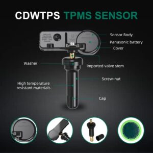 CDWTPS TPMS Sensor,GM 315Mhz Tire Pressure Monitoring Sensor Compatible for Chevy Silverado GMC Cadillac Buick Pontiac Saturn Hummber Saab Replace#13598771 13598772 13586335 13581558 4 Pack
