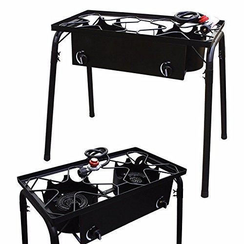 AK Energy 2 Burner Propane Stove Gas Iron Outdoor Portable Camping bbq high pressure w/Hose and Regulator